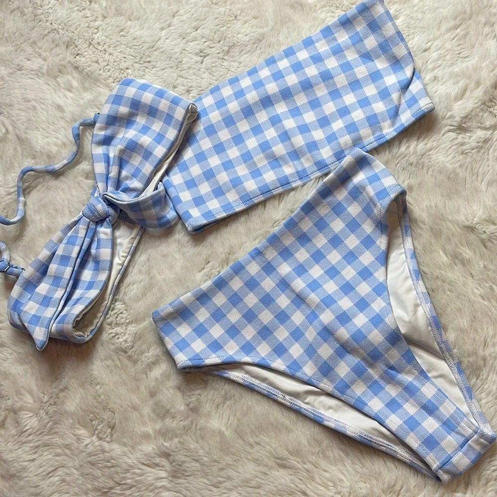 Frankie’s Bikinis Gingham 3 Piece Set - SIZE: XS